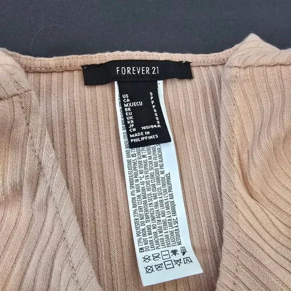 Forever 21 Ribbed Tank Top Lace Trim Sleeveless Crop Top Casual S - Picture 4 of 4